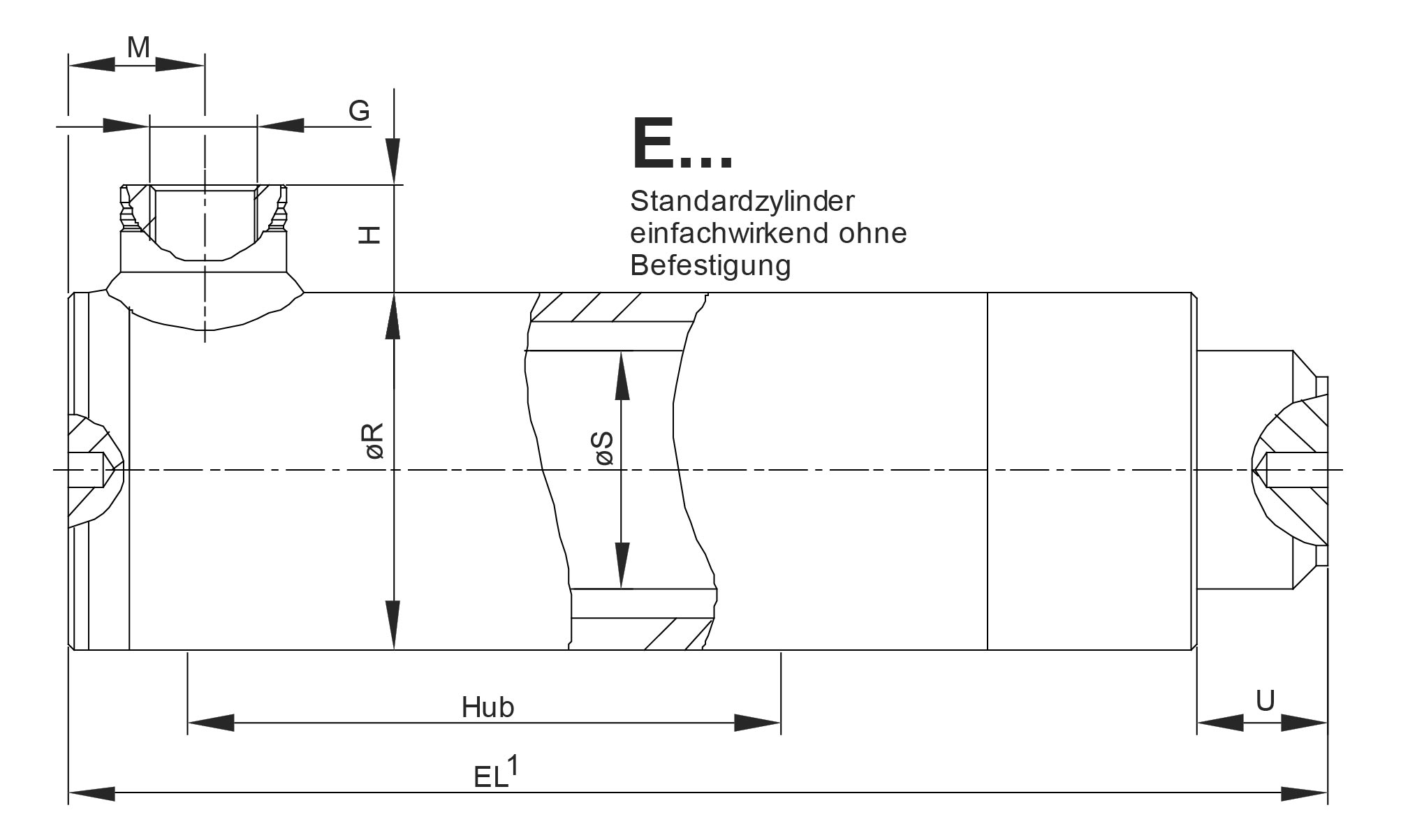 Zeichnung Einfachwirkende Hydraulikzylinder